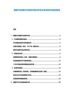 德國汽車銷售行業現狀供需分析及未來投資評估規劃報告