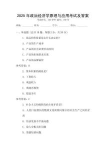 2025年政治經濟學原理與應用考試及答案