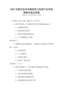 2025年數字經濟發展趨勢與我國產業升級策略試卷及答案