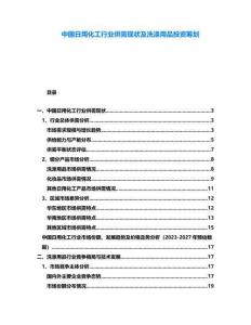 中國日用化工行業供需現狀及洗滌用品投資籌劃