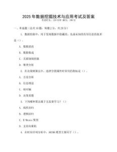 2025年數(shù)據(jù)挖掘技術(shù)與應(yīng)用考試及答案