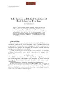 10.1.1.142.3694 Euler systems and refined conjectures of Birch Swinnerton-Dyer type (1991) by Henri Darmon