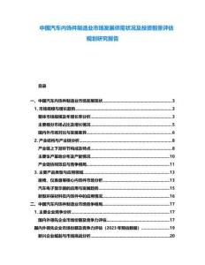 中國汽車內飾件制造業市場發展供需狀況及投資前景評估規劃研究報告