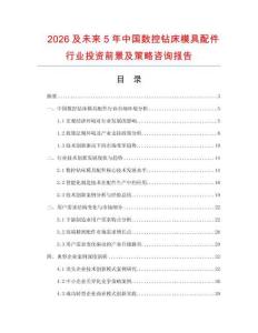 2026及未來5年中國數控鉆床模具配件行業投資前景及策略咨詢報告