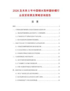 2026及未來5年中國(guó)鋼水取樣器鐵帽行業(yè)投資前景及策略咨詢報(bào)告