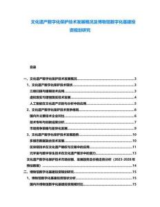 文化遺產數字化保護技術發展概況及博物館數字化基建投資規劃研究