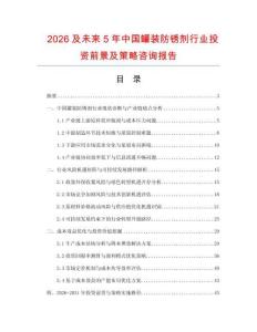 2026及未來5年中國罐裝防銹劑行業投資前景及策略咨詢報告