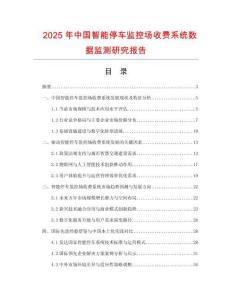 2025年中國(guó)智能停車監(jiān)控場(chǎng)收費(fèi)系統(tǒng)數(shù)據(jù)監(jiān)測(cè)研究報(bào)告