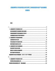 武器彈藥行市場供需分析及軍工體制投資科技產業發展規劃報告