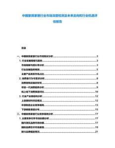 中國家具家居行業市場深度檢測及未來走向和行業機遇評估報告