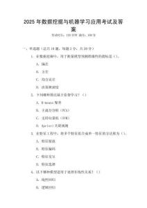 2025年數據挖掘與機器學習應用考試及答案