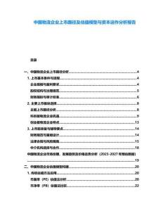 中國物流企業(yè)上市路徑及估值模型與資本運作分析報告