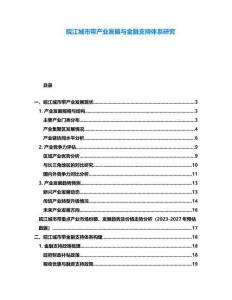皖江城市帶產業發展與金融支持體系研究