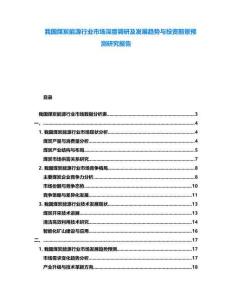 我國煤炭能源行業市場深度調研及發展趨勢與投資前景預測研究報告