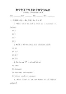 新學(xué)期小學(xué)生英語字母學(xué)習(xí)試題