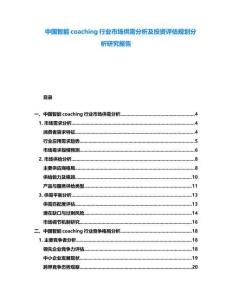 中国智能coaching行业市场供需分析及投资评估规划分析研究报告