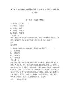 2024年云南省文山壯族苗族自治州單招職業(yè)適應(yīng)性測試題庫及參考答案詳解1套
