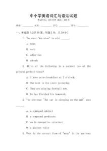 中小學(xué)英語詞匯與語法試題