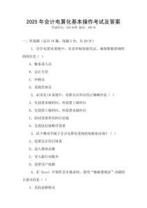2025年會計電算化基本操作考試及答案