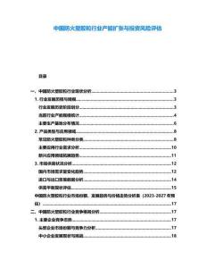 中國防火塑膠粒行業(yè)產(chǎn)能擴張與投資風險評估