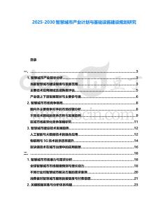 2025-2030智慧城市產業計劃與基礎設施建設規劃研究