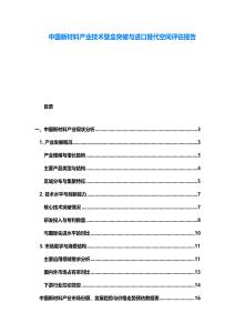 中國新材料產(chǎn)業(yè)技術壁壘突破與進口替代空間評估報告
