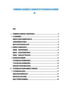 中國模具行業(yè)精密加工設(shè)備需求與汽車輕量化技術(shù)發(fā)展報告