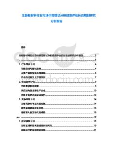 生物基材料行業(yè)市場供需現(xiàn)狀分析投資評估長遠(yuǎn)規(guī)劃研究分析報(bào)告