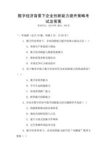 數(shù)字經(jīng)濟背景下企業(yè)創(chuàng)新能力提升策略考試及答案