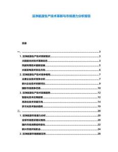 潔凈能源生產(chǎn)技術(shù)革新與市場潛力分析報告