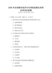 2025年全球數字經濟與可持續發展關系研究考試及答案