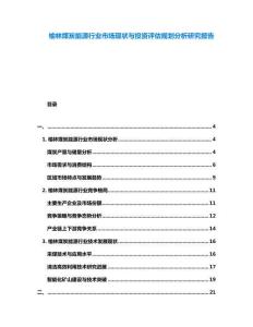 榆林煤炭能源行業(yè)市場現(xiàn)狀與投資評估規(guī)劃分析研究報告