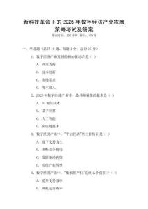新科技革命下的2025年數字經濟產業發展策略考試及答案