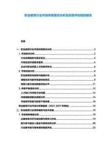 職業(yè)教育行業(yè)市場(chǎng)供需現(xiàn)狀分析及投資評(píng)估規(guī)劃報(bào)告
