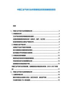 中國工業氣體行業供需格局及投資戰略規劃報告
