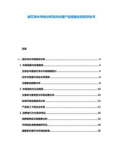 濾芯凈水市場(chǎng)分析及熱水器產(chǎn)業(yè)鏈融合投資評(píng)估書