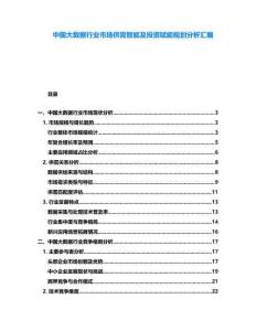 中國大數(shù)據(jù)行業(yè)市場供需智能及投資賦能規(guī)劃分析匯編