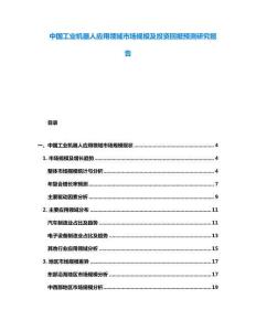 中國工業機器人應用領域市場規模及投資回報預測研究報告