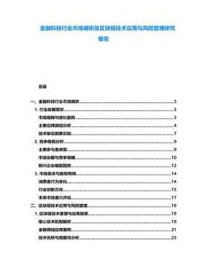 金融科技行業市場調研及區塊鏈技術應用與風險管理研究報告