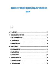 南撒哈拉礦產(chǎn)資源勘探開發(fā)項目投資風險評估策略咨詢分析報告