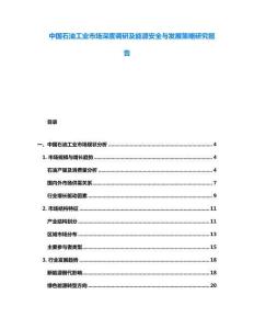 中國(guó)石油工業(yè)市場(chǎng)深度調(diào)研及能源安全與發(fā)展策略研究報(bào)告