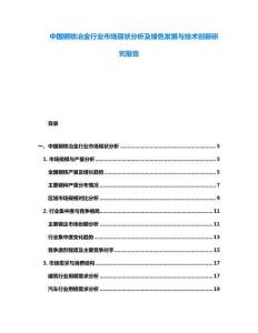 中國鋼鐵冶金行業(yè)市場現(xiàn)狀分析及綠色發(fā)展與技術創(chuàng)新研究報告