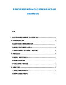 南北歐印刷包裝和包裝機械行業(yè)市場現(xiàn)狀供需分析評估投資規(guī)劃分析報告