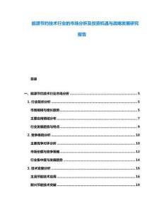 能源節約技術行業的市場分析及投資機遇與戰略發展研究報告