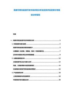 南美可再生能源開發市場供需分析及投資評估政策引導規劃分析報告
