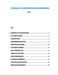 照明電器行業產品節能創新研究及市場競爭格局演變趨勢報告