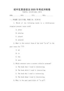 初中生英語語法2025年考試沖刺卷