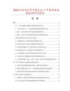 2026及未來(lái)5年中國(guó)2.6-二甲基苯胺數(shù)據(jù)監(jiān)測(cè)研究報(bào)告