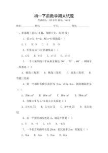 初一下冊數學期末試題