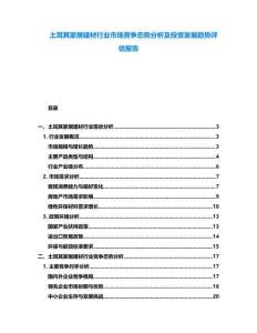 土耳其家居建材行業市場競爭態勢分析及投資發展趨勢評估報告